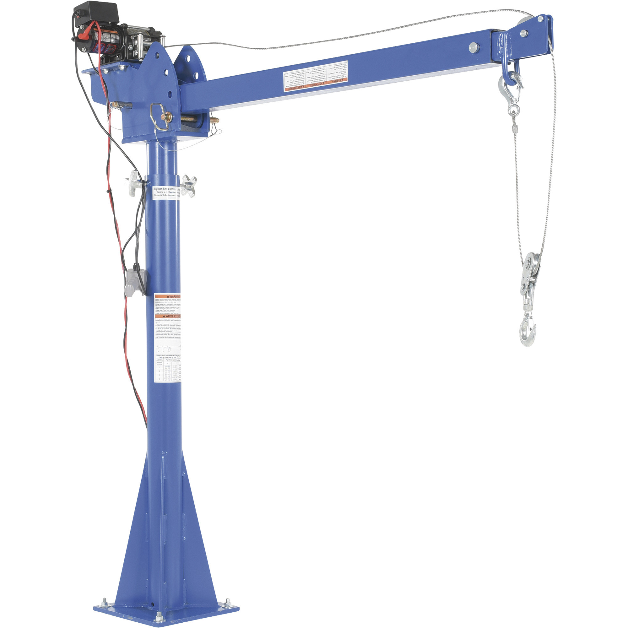 Vestil Power Lift Jib Crane - 2,000-Lb. Capacity, 12V DC, 52in. to 87in. Boom Reach, Model# WTJ-20-4-DC